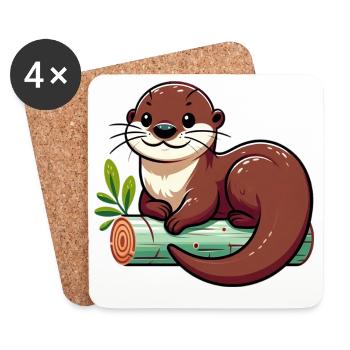 Otter - Coasters (set of 4) - white - Front