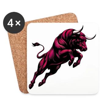 Stier - Untersetzer (4er-Set) - Weiß - Vorne