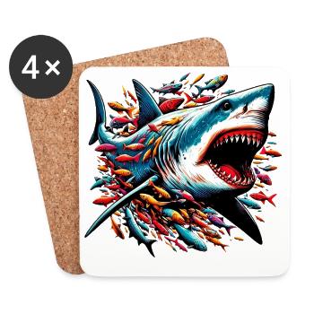 Requin - Dessous de verre (lot de 4) - blanc - Devant