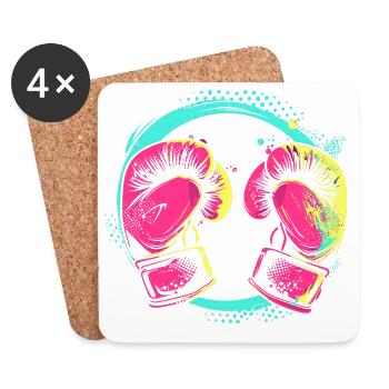 Kickboxing Cartoon Style - Coasters (set of 4) - white - Front