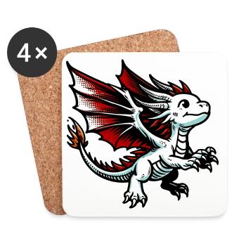 Drache - Untersetzer (4er-Set) - Weiß - Vorne