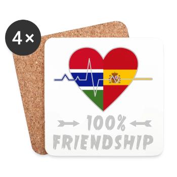Gambia und Spanien 100% Freundschaft - Untersetzer (4er-Set) - Weiß - Vorne