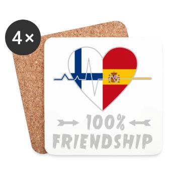 Finnland und Spanien 100% Freundschaft - Untersetzer (4er-Set) - Weiß - Vorne