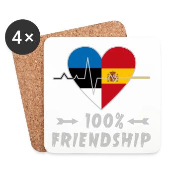 Estonia and Spain 100% friendship - Coasters (set of 4) - white - Front