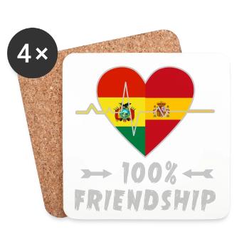 100 % amitié entre la Belgique et l'Espagne - Dessous de verre (lot de 4) - blanc - Devant