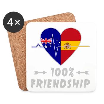 Australien und Spanien 100% Freundschaft - Untersetzer (4er-Set) - Weiß - Vorne