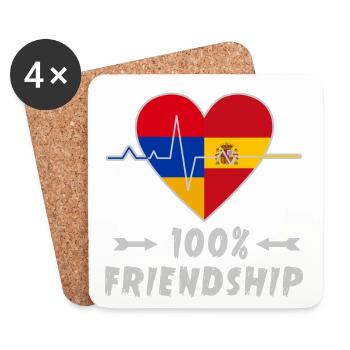 Armenien und Spanien 100% Freundschaft - Untersetzer (4er-Set) - Weiß - Vorne