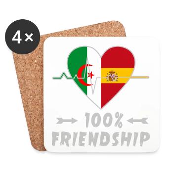 Algerien und Spanien 100% Freundschaft - Untersetzer (4er-Set) - Weiß - Vorne