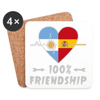 L'Algérie et l'Espagne : amitié à 100 % - Dessous de verre (lot de 4) - blanc - Devant