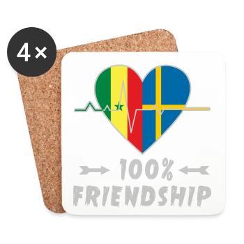100 % amitié entre le Sénégal et la Suède - Dessous de verre (lot de 4) - blanc - Devant