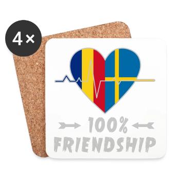 Rumänien und Schweden 100% Freundschaft - Untersetzer (4er-Set) - Weiß - Vorne