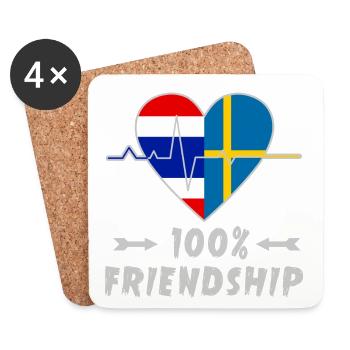 Thailand und Schweden 100% Freundschaft - Untersetzer (4er-Set) - Weiß - Vorne