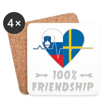 Slowenien und Schweden 100% Freundschaft - Untersetzer (4er-Set) - Weiß - Vorne