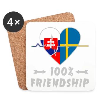 Slowakei und Schweden 100% Freundschaft - Untersetzer (4er-Set) - Weiß - Vorne