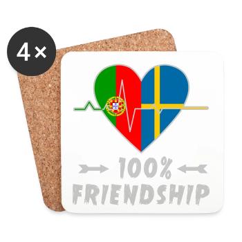 Portugal and Sweden 100% friendship - Coasters (set of 4) - white - Front