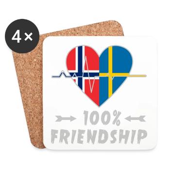 Norwegen und Schweden 100% Freundschaft - Untersetzer (4er-Set) - Weiß - Vorne