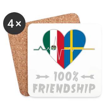 Mexiko und Schweden 100% Freundschaft - Untersetzer (4er-Set) - Weiß - Vorne