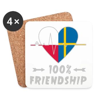Polen und Schweden 100% Freundschaft - Untersetzer (4er-Set) - Weiß - Vorne