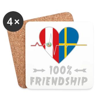 100 % amitié entre le Pérou et la Suède - Dessous de verre (lot de 4) - blanc - Devant