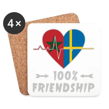 100 % amitié entre le Maroc et la Suède - Dessous de verre (lot de 4) - blanc - Devant