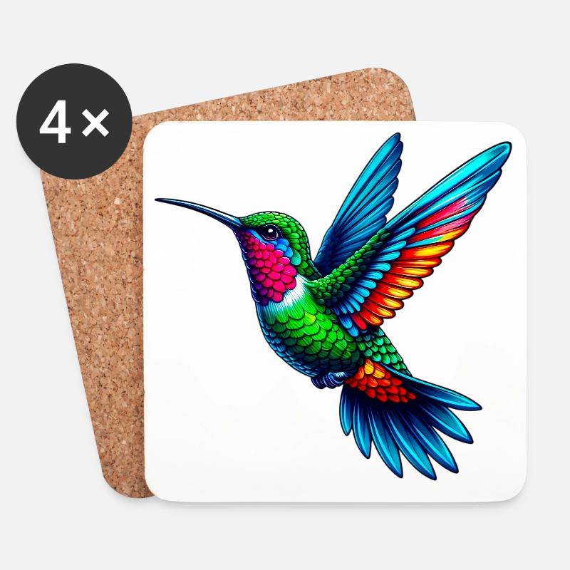 Kolibri - Untersetzer (4er-Set) - Weiß