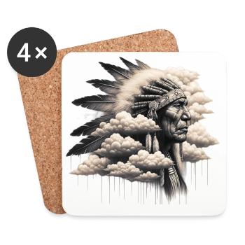 Amérindien Américain - Dessous de verre (lot de 4) - blanc - Devant