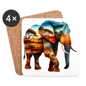 Elefant - Untersetzer (4er-Set) - Weiß - Vorne