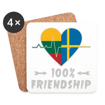 Lithuania and Sweden 100% friendship - Coasters (set of 4) - white - Front