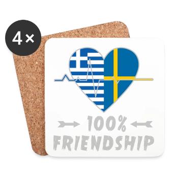 Griechenland und Schweden 100% Freundschaft - Untersetzer (4er-Set) - Weiß - Vorne