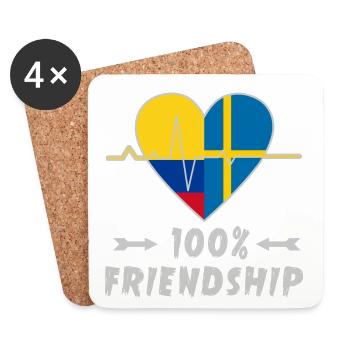 Colombia and Sweden 100% friendship - Coasters (set of 4) - white - Front