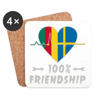 Cameroon and Sweden 100% friendship - Coasters (set of 4) - white - Front
