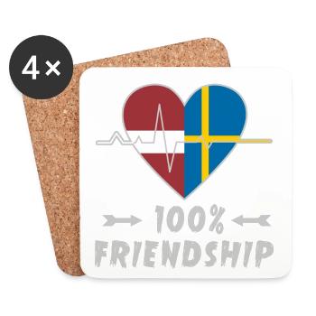 Lettland und Schweden 100% Freundschaft - Untersetzer (4er-Set) - Weiß - Vorne