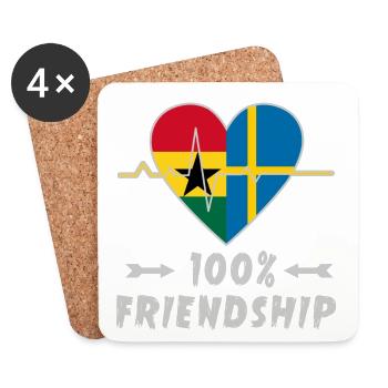 Ghana and Sweden 100% friendship - Coasters (set of 4) - white - Front