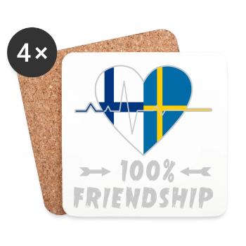 Finnland und Schweden 100% Freundschaft - Untersetzer (4er-Set) - Weiß - Vorne