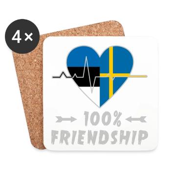 Estland und Schweden 100% Freundschaft - Untersetzer (4er-Set) - Weiß - Vorne