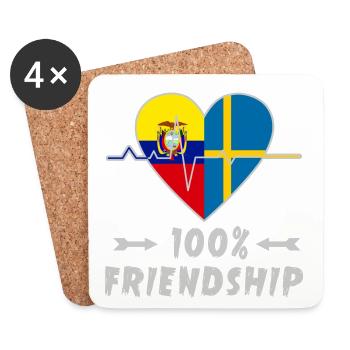 Ecuador und Schweden 100% Freundschaft - Untersetzer (4er-Set) - Weiß - Vorne