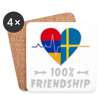 Armenien und Schweden 100% Freundschaft - Untersetzer (4er-Set) - Weiß - Vorne