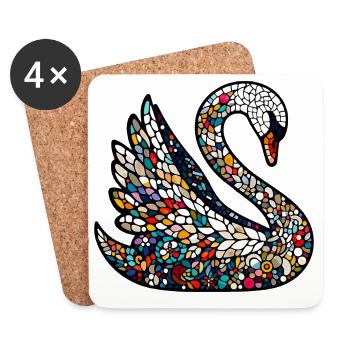 Cygne - Dessous de verre (lot de 4) - blanc - Devant