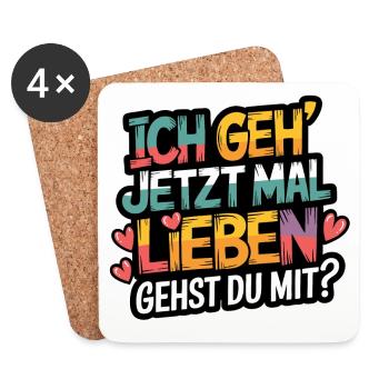 Ich gehe jetzt mal lieben - positiv denken - Untersetzer (4er-Set) - Weiß - Vorne