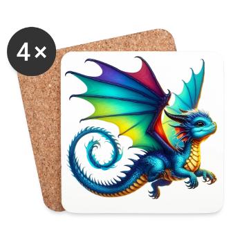 Drache - Untersetzer (4er-Set) - Weiß - Vorne