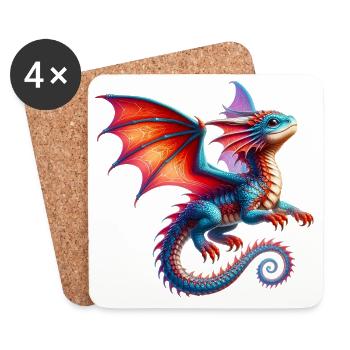 Drache - Untersetzer (4er-Set) - Weiß - Vorne