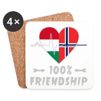 Ungarn und Norwegen 100% Freundschaft - Untersetzer (4er-Set) - Weiß - Vorne