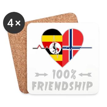 Uganda und Norwegen 100% Freundschaft - Untersetzer (4er-Set) - Weiß - Vorne