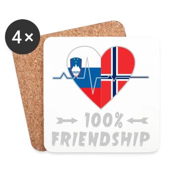 Slowenien und Norwegen 100% Freundschaft - Untersetzer (4er-Set) - Weiß - Vorne