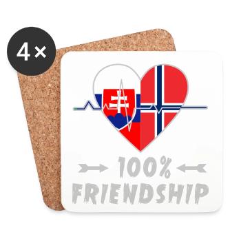 Slowakei und Norwegen 100% Freundschaft - Untersetzer (4er-Set) - Weiß - Vorne