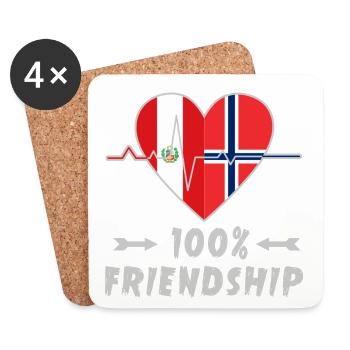 100 % amitié entre le Pérou et la Norvège - Dessous de verre (lot de 4) - blanc - Devant
