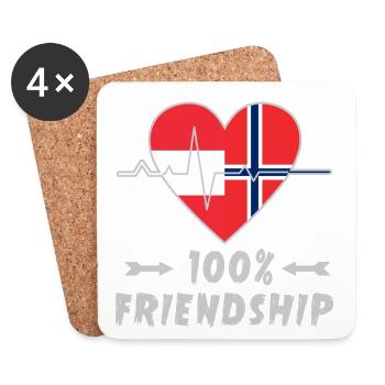 L'Autriche et la Norvège : amitié à 100 % - Dessous de verre (lot de 4) - blanc - Devant