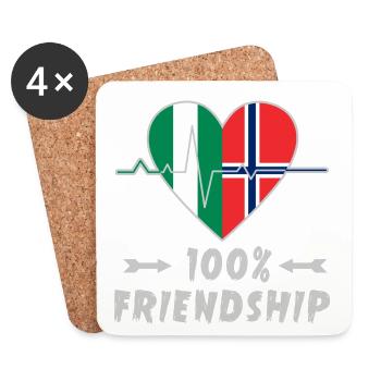 Le Nigeria et la Norvège : amitié à 100 % - Dessous de verre (lot de 4) - blanc - Devant