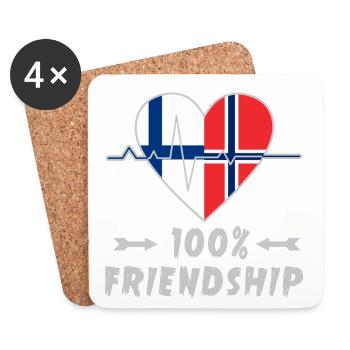 Finnland und Norwegen 100% Freundschaft - Untersetzer (4er-Set) - Weiß - Vorne