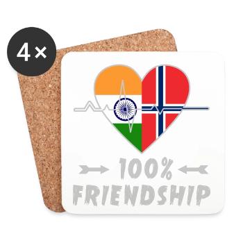 Indien und Norwegen 100% Freundschaft - Untersetzer (4er-Set) - Weiß - Vorne